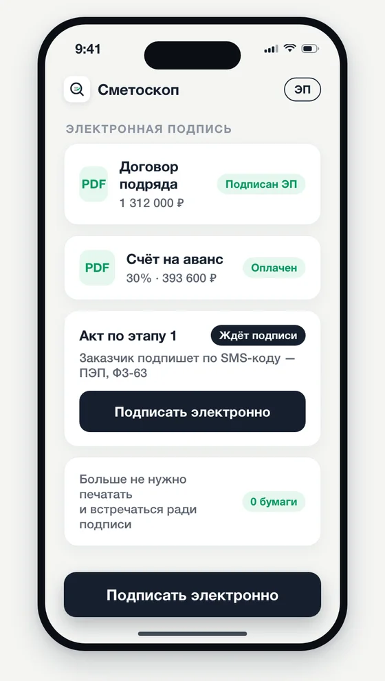 Электронная подпись документов